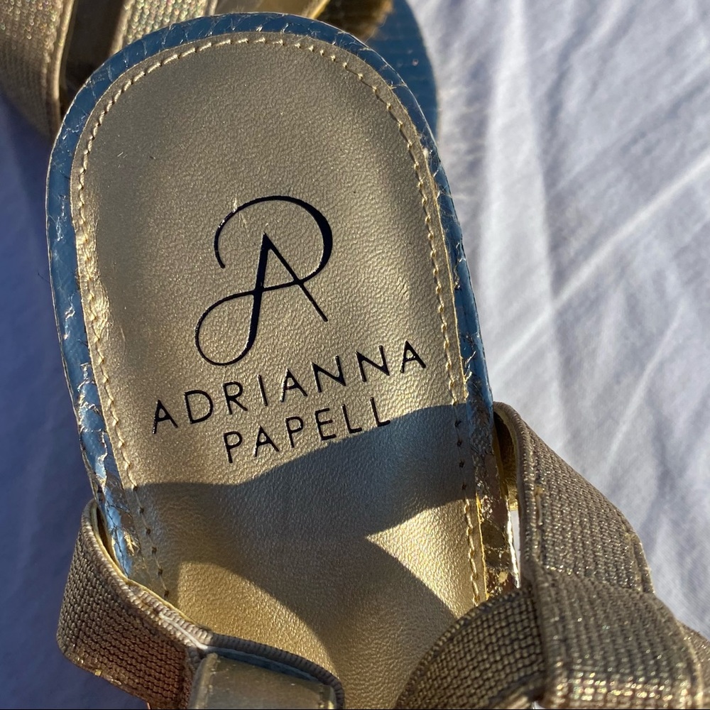 NWT Adrianna Papell Alba Platino Metallic gold and tan wedges / 9.5 / Inc. box - Picture 15 of 16